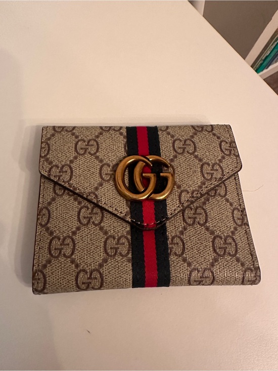 other Handbags - G Beige GG Wallet with Red & Green Stripe and Gold Double G